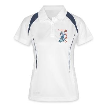 Powered by Ramen - Frauen Polo atmungsaktiv - Weiß/Navy - Vorne