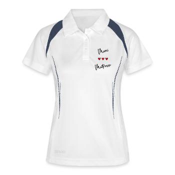 MERCI. MAÎTRESSE. MAÎTRE. MERCI MAÎTRESSE - Polo respirant Femme - blanc/marine - Devant