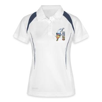 Aquarell Landkarte Gotland - Frauen Polo atmungsaktiv - Weiß/Navy - Vorne