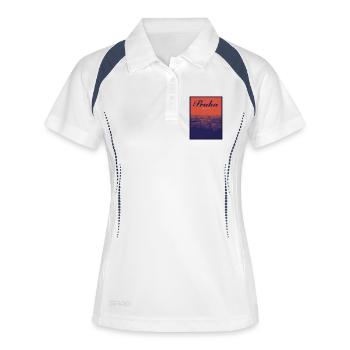 Praha Farbverlauf Stadtlandschaft - Frauen Polo atmungsaktiv - Weiß/Navy - Vorne