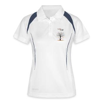 Arbre chauve « Automne en amour » Humour - Polo respirant Femme - blanc/marine - Devant