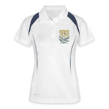 Blumen - Frühling - Sommer - Spruch - Frauen Polo atmungsaktiv - Weiß/Navy - Vorne
