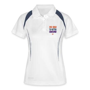 My Way to Better Days – Retro Vibes - Frauen Polo atmungsaktiv - Weiß/Navy - Vorne