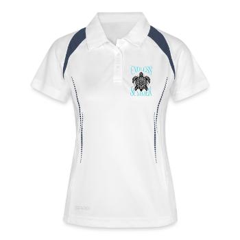 Tropische Meeresschildkröte - Frauen Polo atmungsaktiv - Weiß/Navy - Vorne