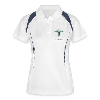 Saint Luke: Medizinische Hilfe - Frauen Polo atmungsaktiv - Weiß/Navy - Vorne