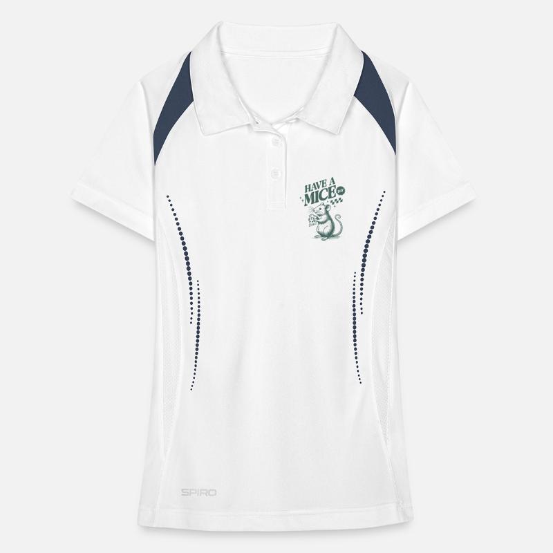 Humorous mouse with cheese star and text Women's Polo breathable
