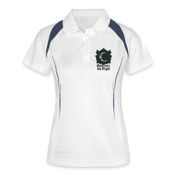 Embrasser la nuit – Lune épineuse - Polo respirant Femme - blanc/marine - Devant