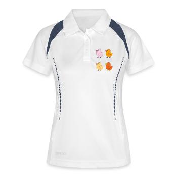 Illustrations colorées de canetons - Polo respirant Femme - blanc/marine - Devant