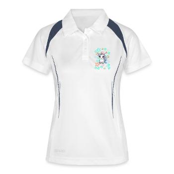 Niedliches Einhorn Kinder Retro 60er Pferd - Frauen Polo atmungsaktiv - Weiß/Navy - Vorne