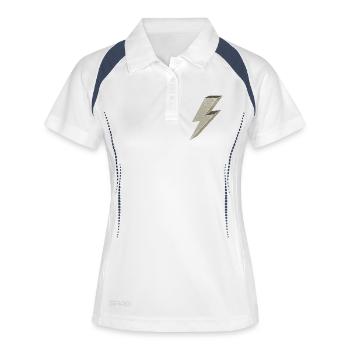 Stilvolle Blitz-Designs für Energie 3D - Frauen Polo atmungsaktiv - Weiß/Navy - Vorne