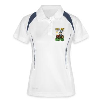 Just A Boy Who Loves Tractors Green Farm Tractor  - Polo respirant Femme - blanc/marine - Devant