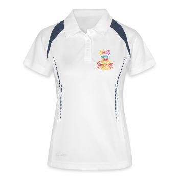 Vibrant Sunburst Kreieren Sie Ihren Sonnenschein - Frauen Polo atmungsaktiv - Weiß/Navy - Vorne