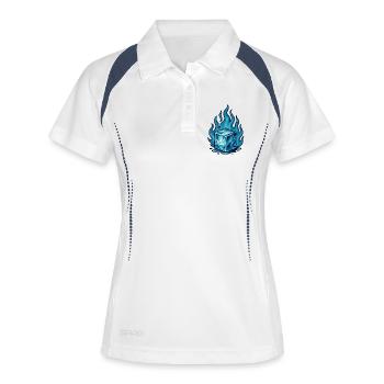 Bloc gelé brûlant – Art de la flamme - Polo respirant Femme - blanc/marine - Devant