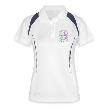 Années 80 Rétro Chats Enfants Filles Garçons - Polo respirant Femme - blanc/marine - Devant