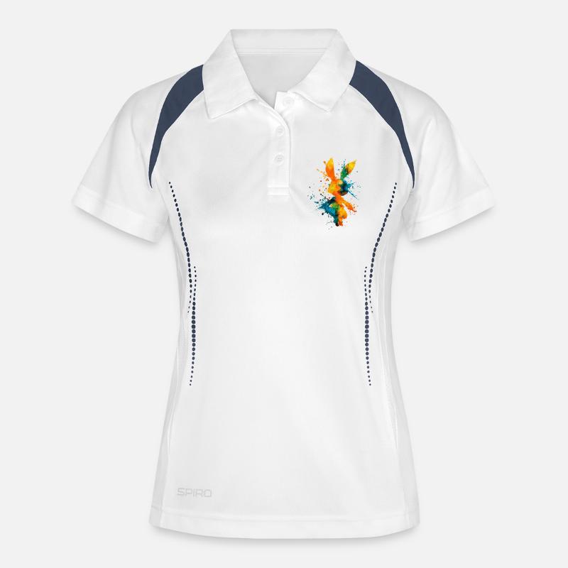 Abstract_Watercolor_Bunny_Rabbit_Splatter - Women's Polo breathable - white/navy