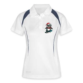 Hai Weihnachten Lustig - Frauen Polo atmungsaktiv - Weiß/Navy - Vorne