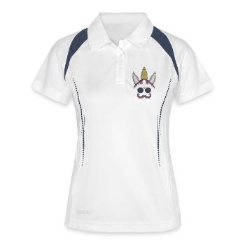 Moustache de licorne - Polo respirant Femme - blanc/marine - Devant