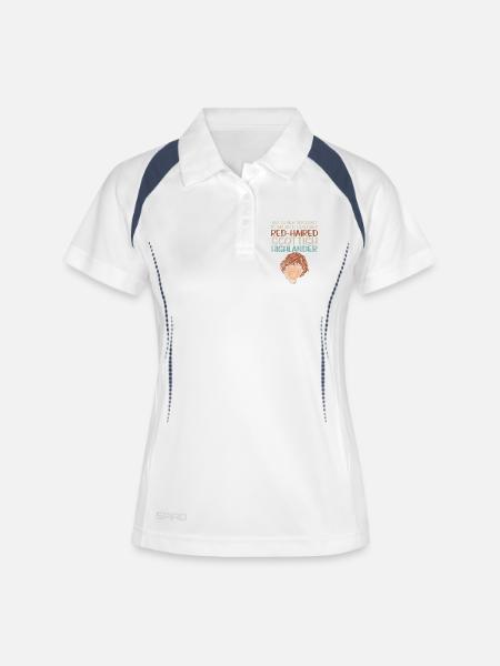 Red-Haired Scottish Highlander Husband Design - Women's Polo breathable - white/navy