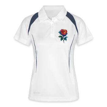 Rose Bunt - Frauen Polo atmungsaktiv - Weiß/Navy - Vorne