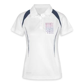 Women Power Feminismus Typografie Design - Frauen Polo atmungsaktiv - Weiß/Navy - Vorne