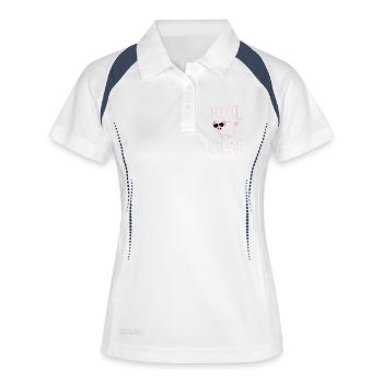 Cool Sow Pig with Sunglasses | Funny Farm Style - Frauen Polo atmungsaktiv - Weiß/Navy - Vorne
