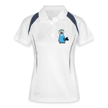 Illustration de perruche perruche en dessin animé bleu - Polo respirant Femme - blanc/marine - Devant
