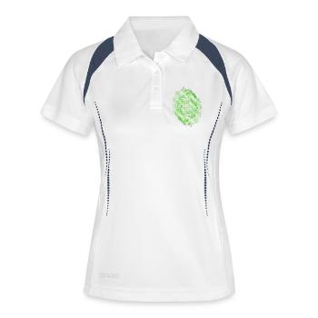 Grüner Spiralabdruck - Frauen Polo atmungsaktiv - Weiß/Navy - Vorne