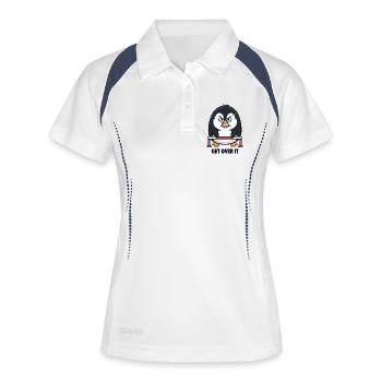 Athlète décalé de haies Penguin Drôle - Polo respirant Femme - blanc/marine - Devant