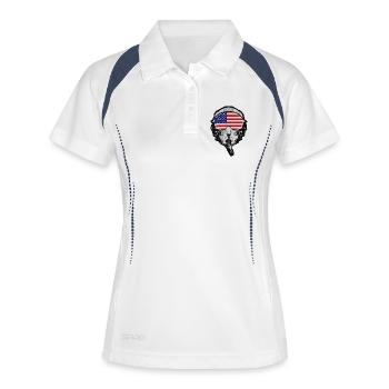 US Pilot Helmet with American Flag - Women's Polo breathable - white/navy - Front