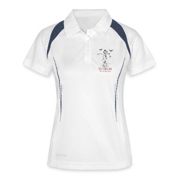 Feldherr Vogelscheuche Lustiger Ernte Spruch - Frauen Polo atmungsaktiv - Weiß/Navy - Vorne