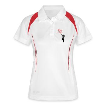Schmetterlinge im Banksy-Stil - Frauen Polo atmungsaktiv - Weiß/Navy - Vorne