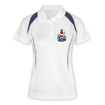 Marine lighthouse and waves tattoo style - Women's Polo breathable - white/navy - Front