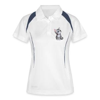 chaton mignon - Polo respirant Femme - blanc/marine - Devant