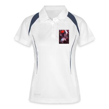 Neon-Fluid Spiegelung - Frauen Polo atmungsaktiv - Weiß/Navy - Vorne