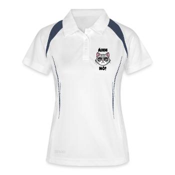 Ähm Nö! Lustige mürrische Katze - Frauen Polo atmungsaktiv - Weiß/Navy - Vorne