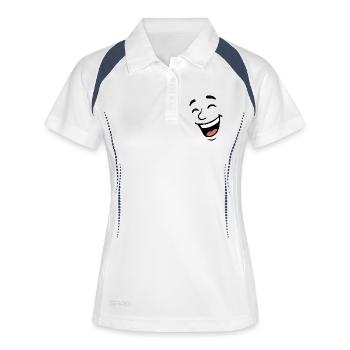 Gesicht lachen - Frauen Polo atmungsaktiv - Weiß/Navy - Vorne