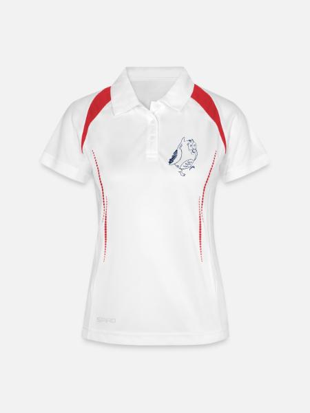Blue sketch bird with googly eyes - Women's Polo breathable - white/navy