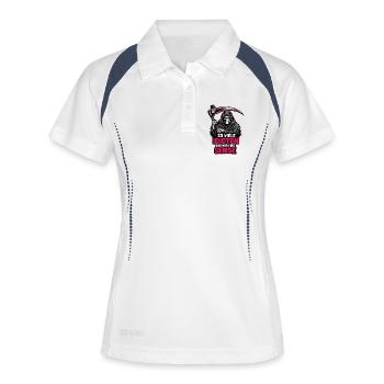 So viele Idioten, nur eine Sense - Frauen Polo atmungsaktiv - Weiß/Navy - Vorne
