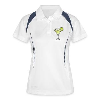 Limetten Margarita Glas Illustration - Frauen Polo atmungsaktiv - Weiß/Navy - Vorne