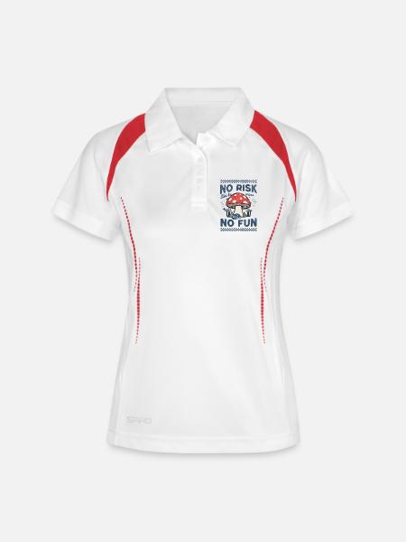 Mushroom motif: Ride the waves - Women's Polo breathable - white/navy