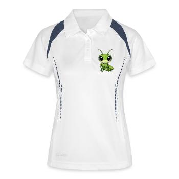 Gottesanbeterin - Frauen Polo atmungsaktiv - Weiß/Navy - Vorne
