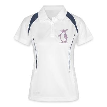 Pinguin Baseballspieler Silhouette - Frauen Polo atmungsaktiv - Weiß/Navy - Vorne