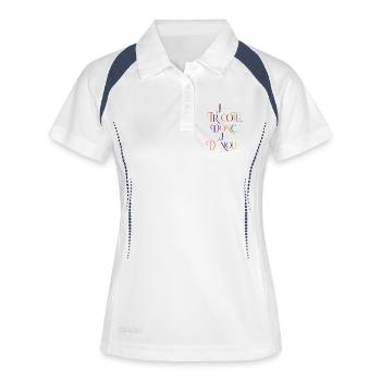 Chromatisches Stricken in verzierten Buchstaben - Frauen Polo atmungsaktiv - Weiß/Navy - Vorne