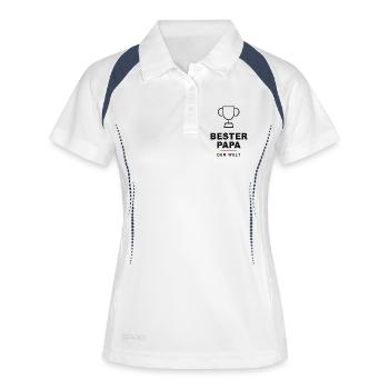 Bester Papa der Welt Trophäe - Frauen Polo atmungsaktiv - Weiß/Navy - Vorne