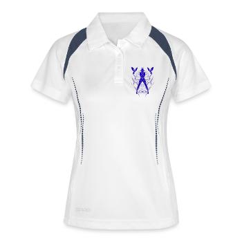 Schütze-Frau – Astrologiegeschenk - Frauen Polo atmungsaktiv - Weiß/Navy - Vorne