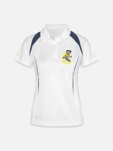 Garçon et rollers en ligne - Polo respirant Femme - blanc/marine