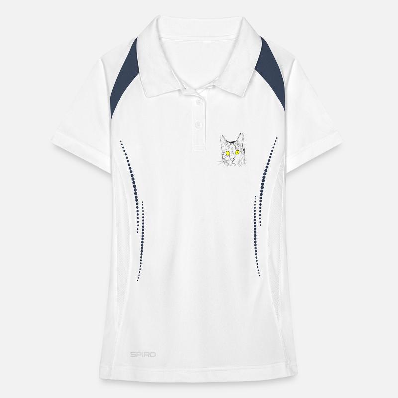 Chat, gueule de bois, amant de chat, tête de chat, oeil de chat Polo respirant Femme