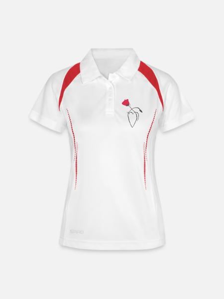 coquelicot et coeur - Polo respirant Femme - blanc/marine