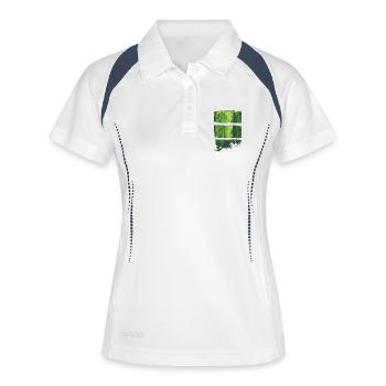 Waldlichtgrün Panels - Frauen Polo atmungsaktiv - Weiß/Navy - Vorne