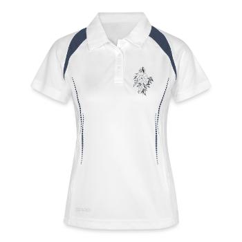 fleurs géométrie pivoine fleur sauvage féminin - Polo respirant Femme - blanc/marine - Devant